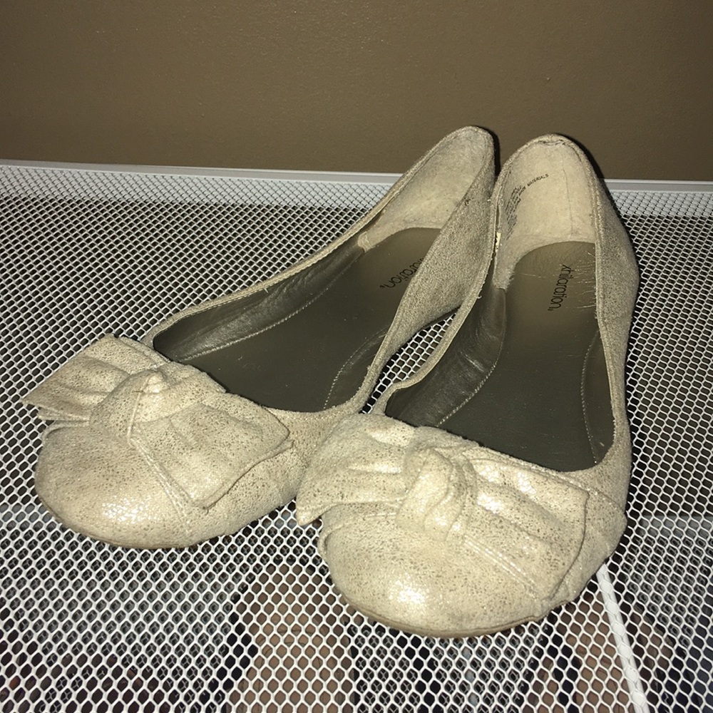 Gold Metallic Suede Flats
